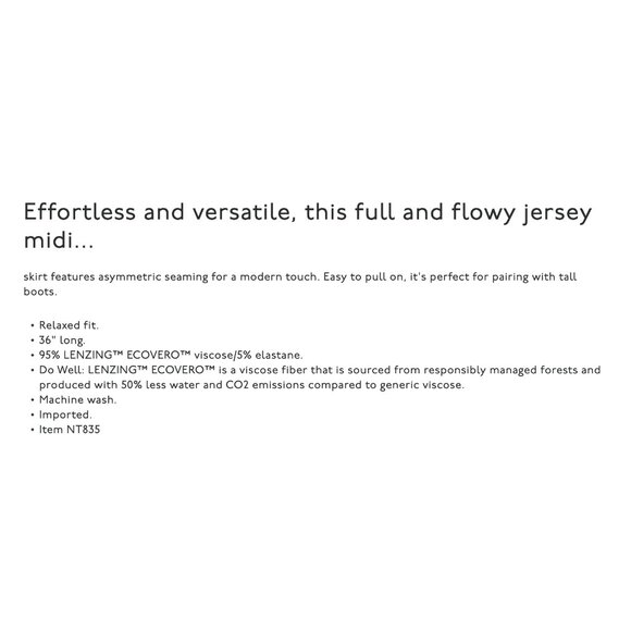 Madewell Jersey Asymmetric-Seam Midi Skirt Black Small NWT - Picture 9 of 9